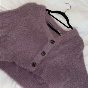 Wildflower purple button up sweater